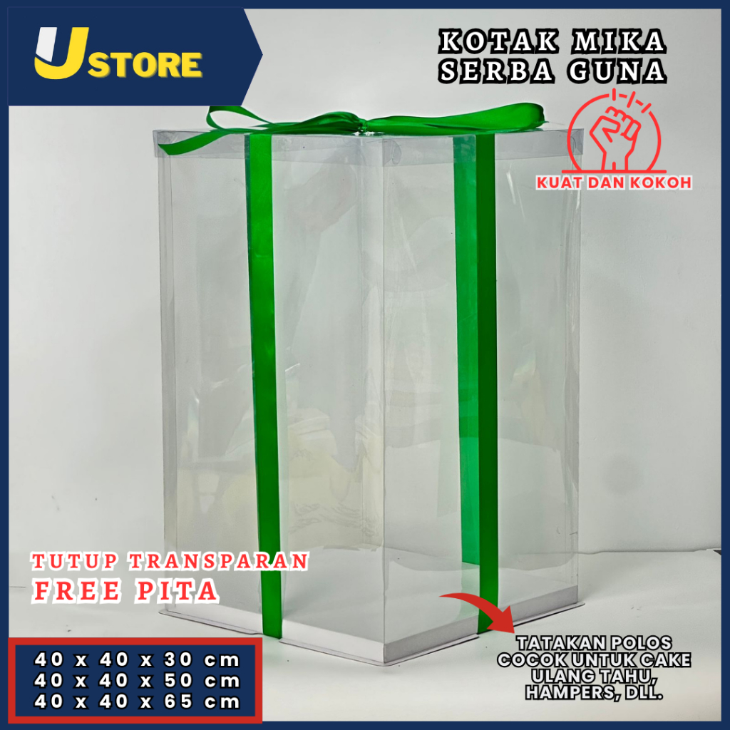 

Cake Box Mika Dus Kue Kotak Kue 40x40 cm Tutup Transparant PET