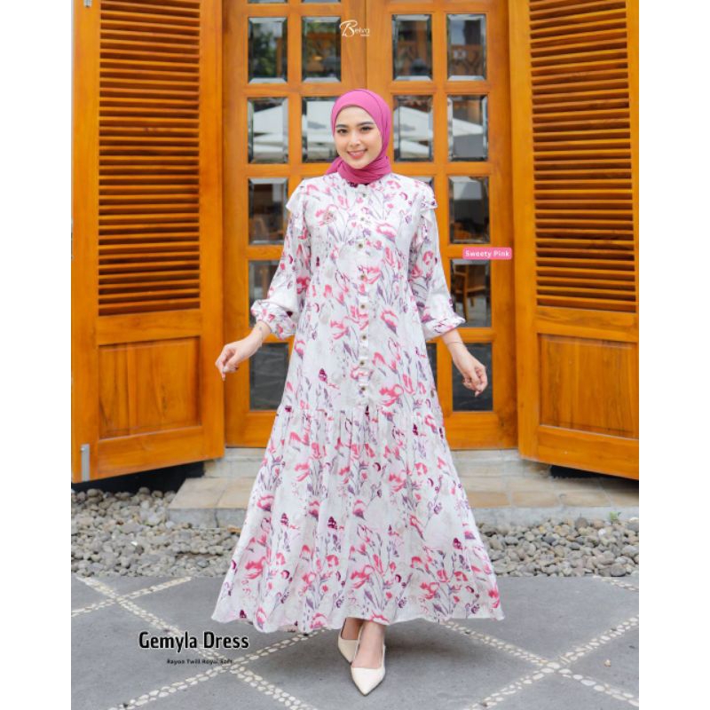 GEMYLA DRESS BY BELVA FASHION √ Gamis couple √ Gamis motif