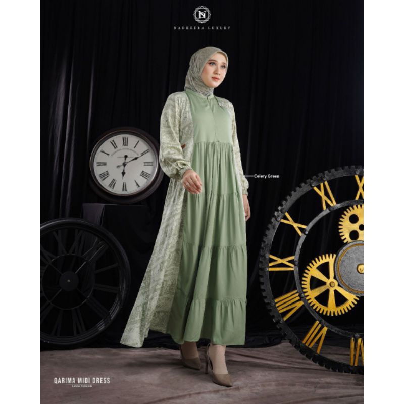 QARIMA MIDI DRESS BY NADHEERA LUXURY √ midi dress motif √ gamis nadheera
