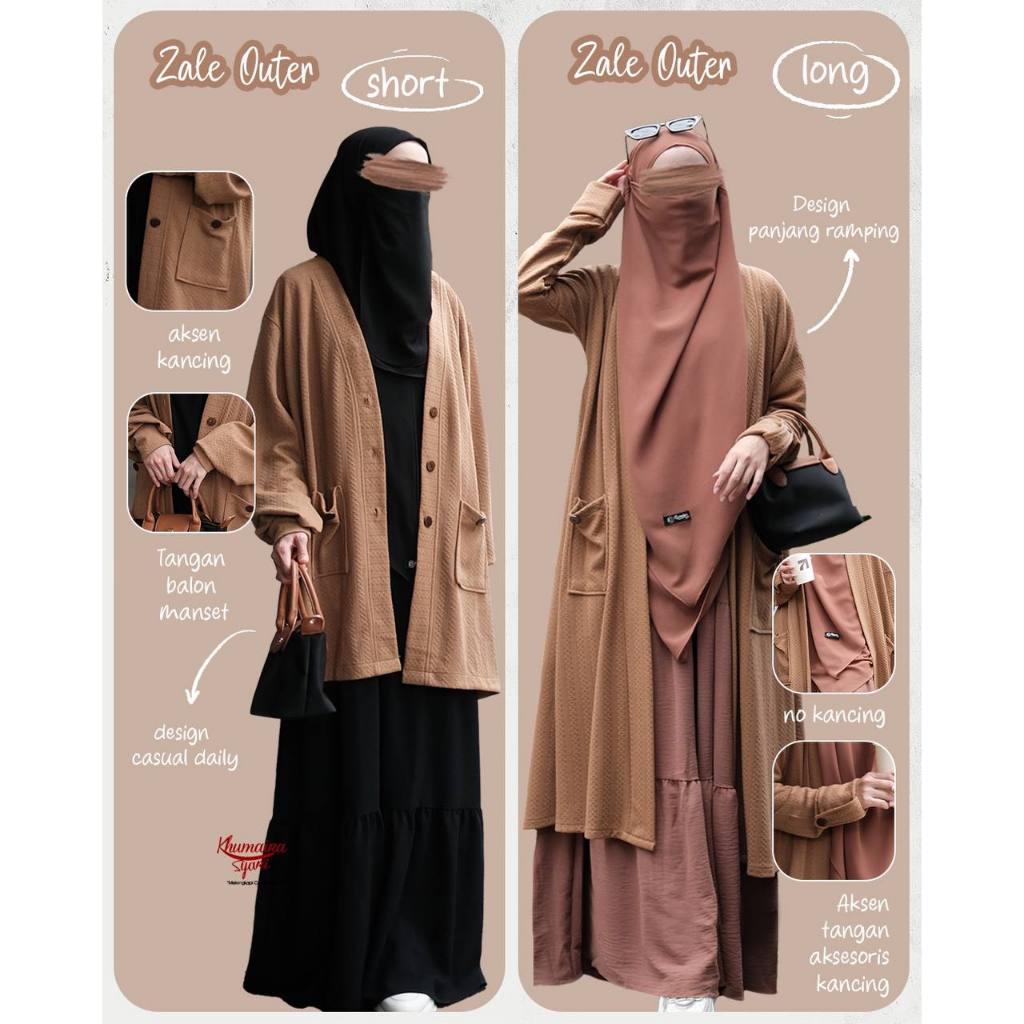 NEW ZALE OUTER MEDIUM DAN LONG SYARI MODESTY BY KHUMAIRA SYARI