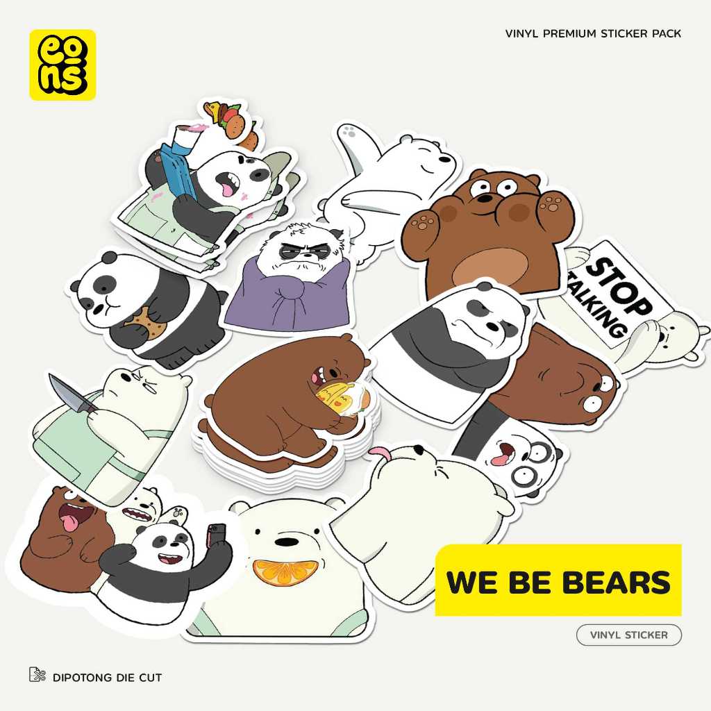 

Sticker WE BE BEARS Bahan Vinyl Waterproof Doff - Stiker Laptop Diary Notebook Journal Koper