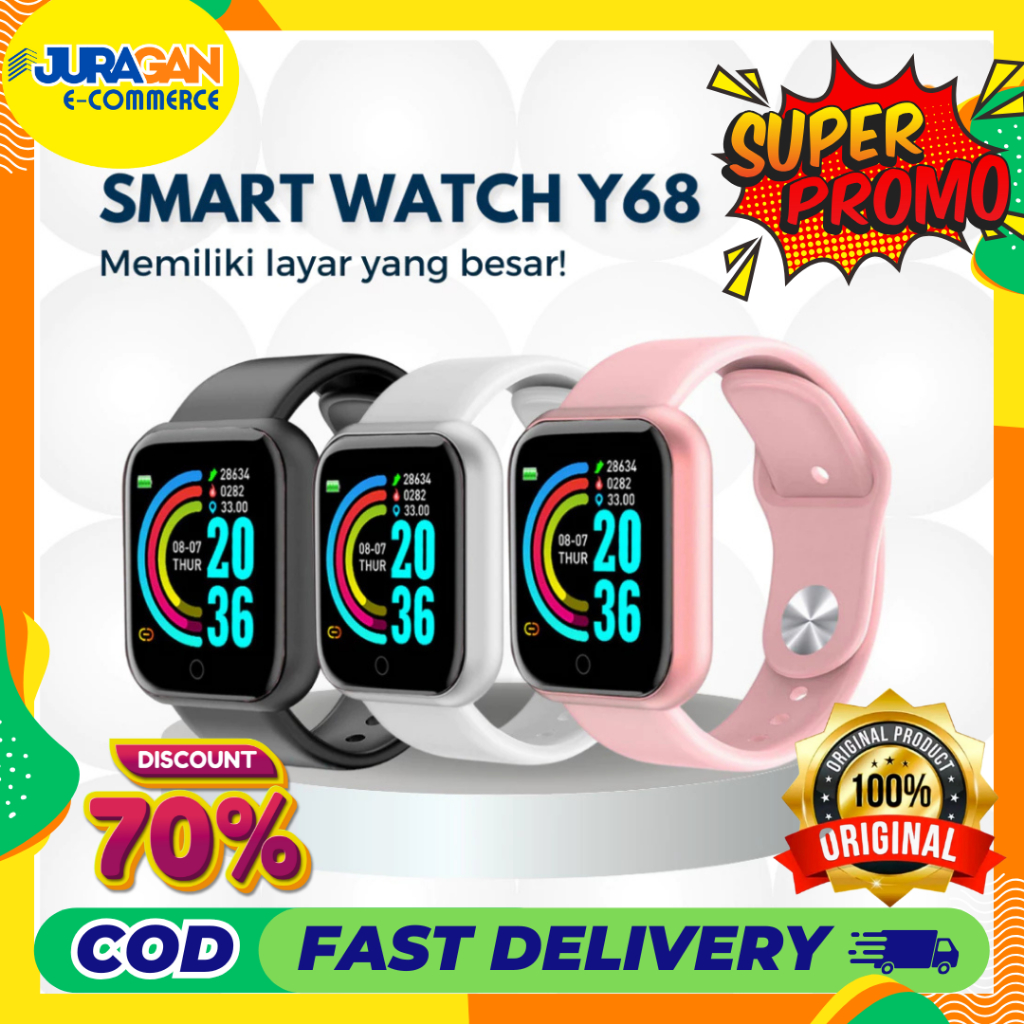 Jam Tangan Pintar Y68 - Smartwatch Murah, Fitur Lengkap promo