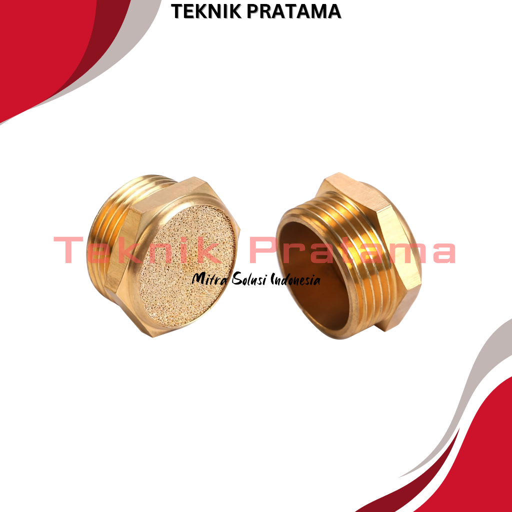 Silencer rata kuningan untuk pneumatic ukuran drat 1/8" type BSLM