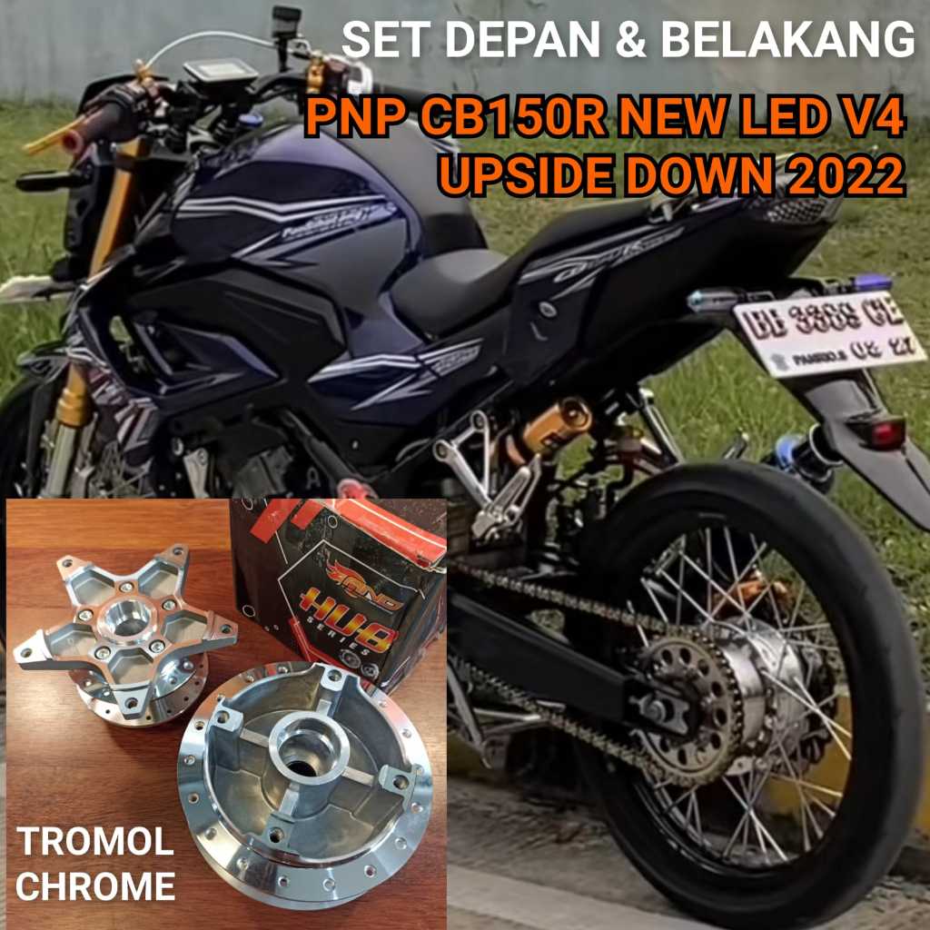 TROMOL CHROME CB150R LED V4 NEW 2022 UPSIDE DOWN SET DEPAN BELAKANG SEPASANG MERK AND