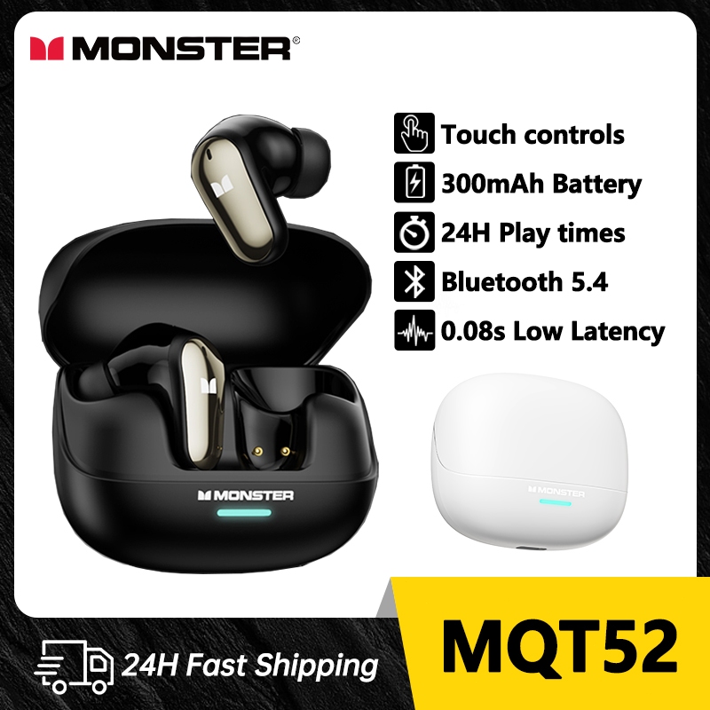 Monster Maxstar MQT52 Headset Bluetooth TWS Bluetooth 5.4 Dolby Atmos Low Latensi 0.08s Baterai 24 J