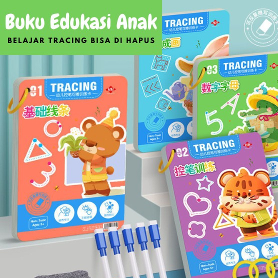 

Buku Edukasi Aktivitas Anak Wipe and Clean Reusable Book Worksheet Buku Tulis Hapus ST0118