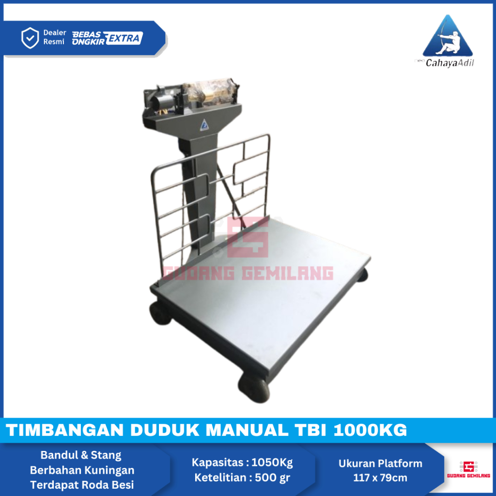 Timbangan Duduk TBI 1000kg 1 Ton Lantai Mekanik Manual Cahaya Adil