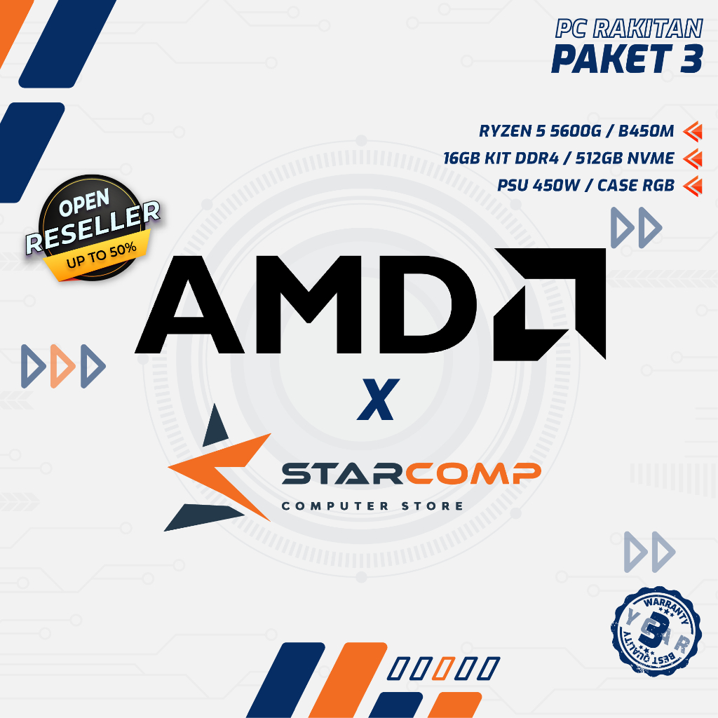 PAKET 3 : PC RAKITAN RYZEN 5 5600G B450M 512GB NVME 450W