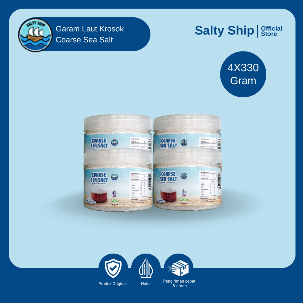 

Salty Ship Garam Laut | Garam Kasar Non-Refined Natural 330gr X 4