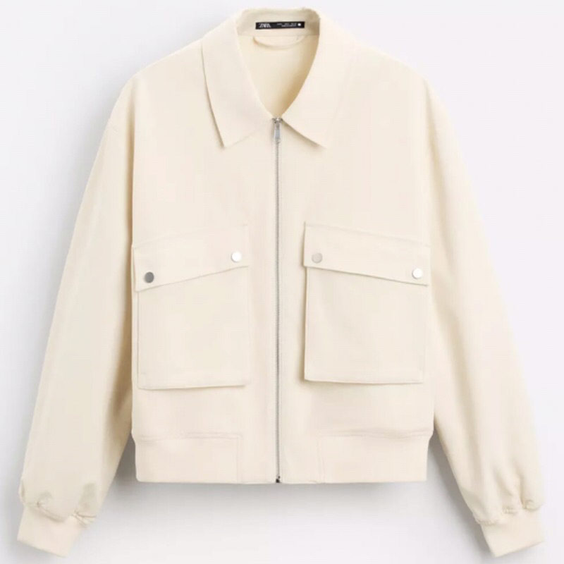 ZARA Men Soft Jacket With Pockets Jaket Pria Beige