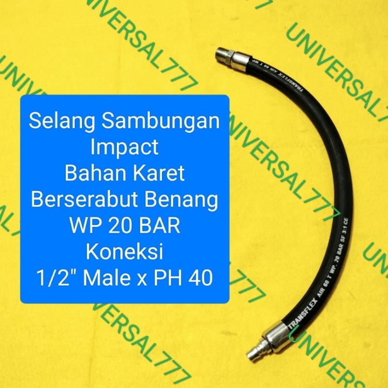 1/2" Male x PH40 Selang Sambungan Air Impact Alat Pembuka Baut Roda Truk Impek Impak 1"