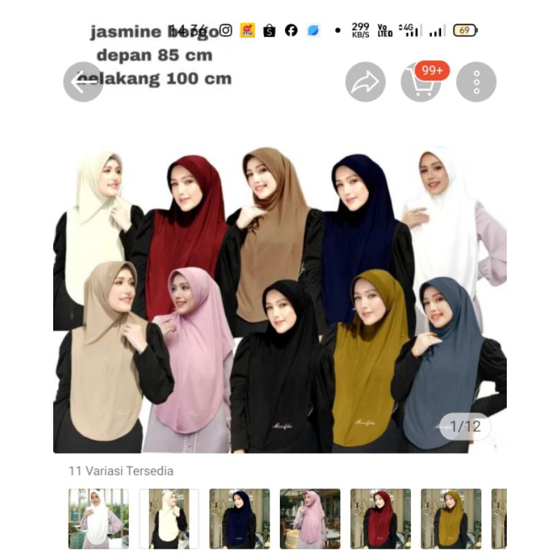 Mandjha Bergo Ivan Gunawan Jasmine Brown Instan Scarf Hijab Original,Ready Banyak Warna Lainnya Mode