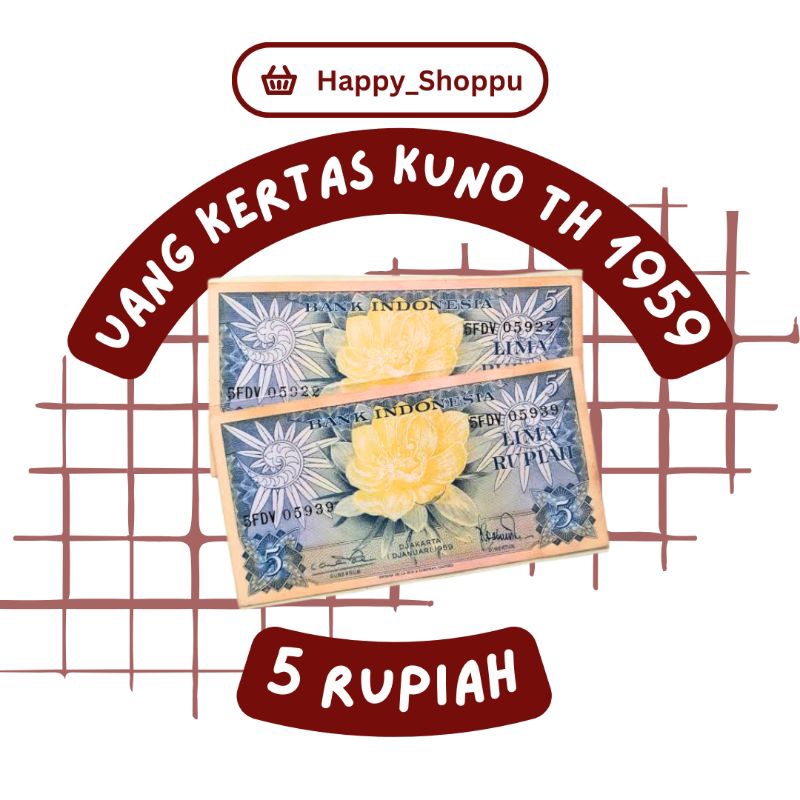 Uang Lima Rupiah Kuno Tahun 1959