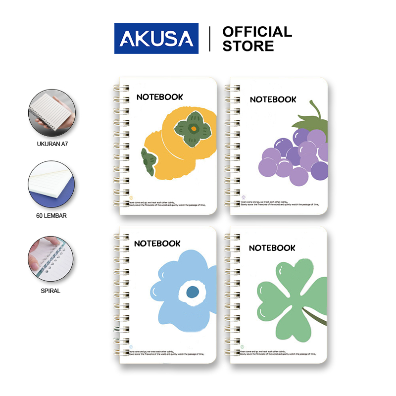 

AKUSA Spiral Book Mini A7 Buku Catatan Minimalis Binder Note Sekolah Kantor Spiral Kuat SB002