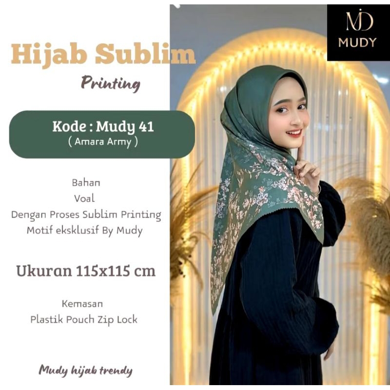 hijab segitiga voal motif mudymudy 41 amara army