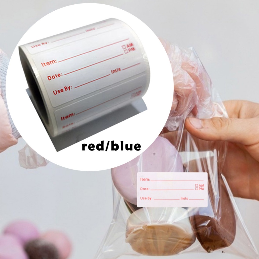 

500pcs/Roll Label produk makanan Storage Label Stiker Expired Date Serbaguna Waterproof Perekat Diri