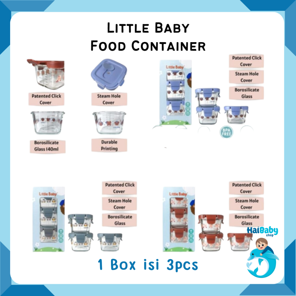 Little Baby Glass Food Container Borosilicate Glass Container Set 3 pcs 140mL