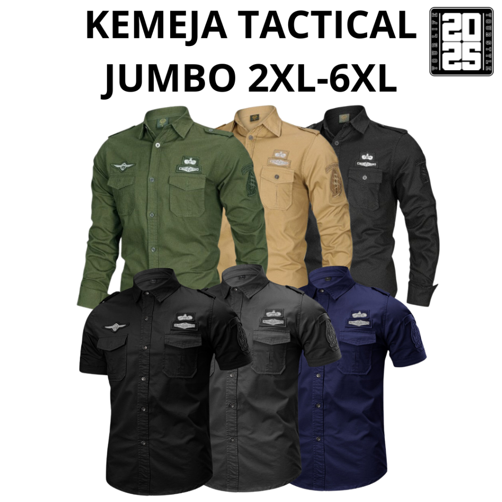 Kemeja Tactical Pria Jumbo Bordil 6XL 5XL 4XL 3XL 2XL / Kemeja Tactical / Baju Tactical