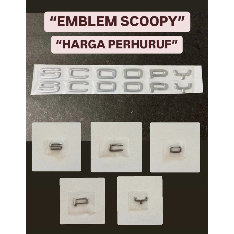 Sticker Emblem Honda SCOOPY Model Original (Harga Perhuruf) | Emblem Scoopy 2021 2022 2023 2024