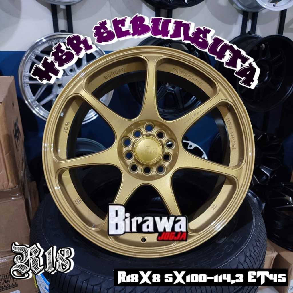 Velg Mobil Ring 18 Baut 5 Velg Racing HSR Sebunsuta R18X8 Pcd 5X100/114,3 ET45 Gratis Ongkir