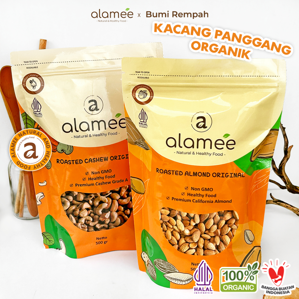 

Kacang Almond Almon Mede Walnut Pistachio Kupas Panggang Premium Roast Roasted Oven Siap Makan