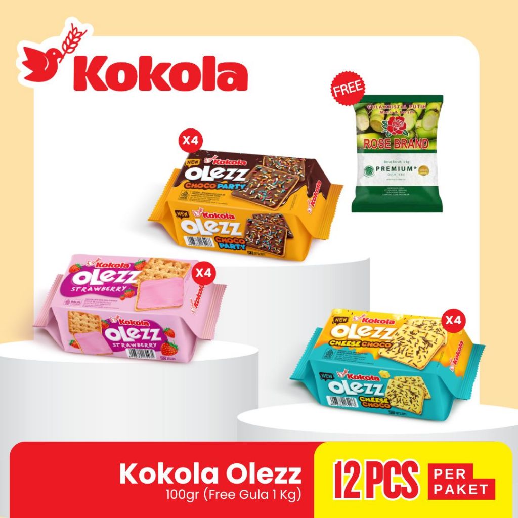 

Kokola Biskuit Olezz (1 Paket isi 12pcs) - Gratis Gula 1 KG - Snack Cemilan Manis