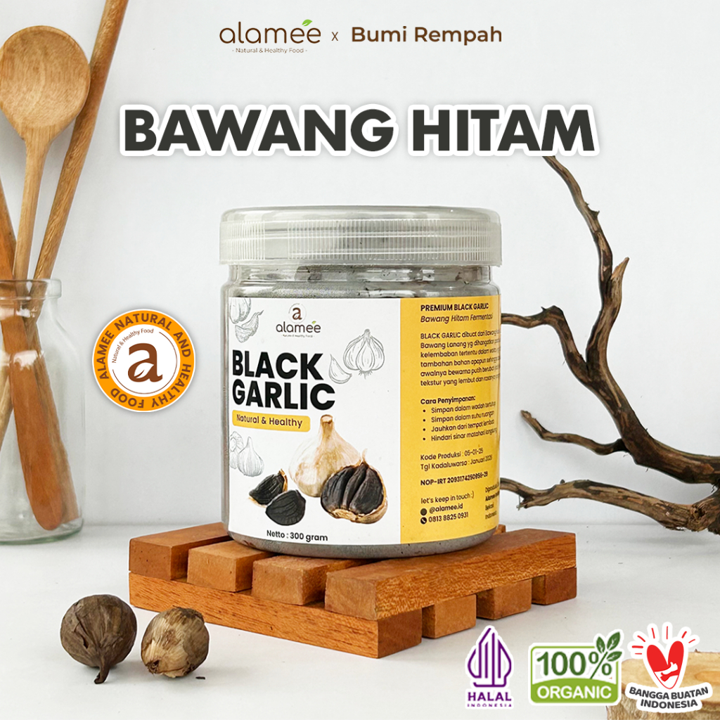 

Black Garlic Garlik Bawang Hitam Tunggal Kating 300 gram Herbal Premium Lanang Alami Natural