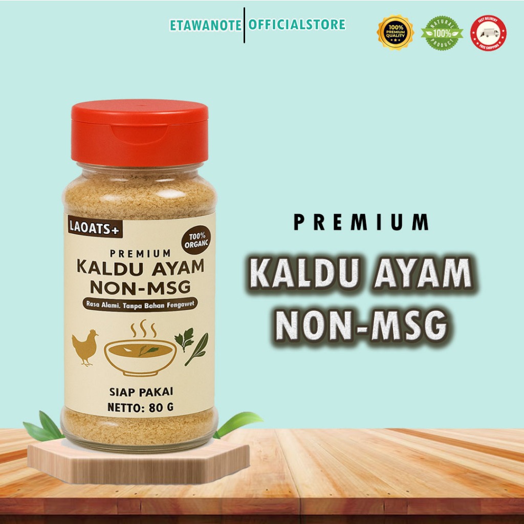 

Kaldu Ayam Non MSG LAOATS+ 80g Tanpa Pengawet & Penyedap Buatan 100% Organik Siap Pakai