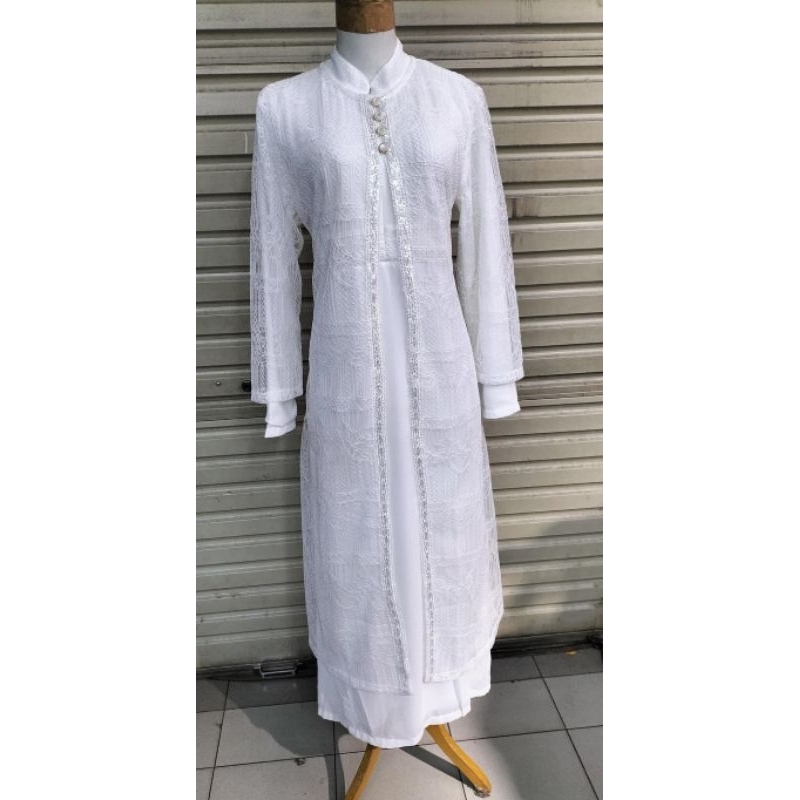 GAMIS  PUTIH ROMPI BRUKAT PREMIUM