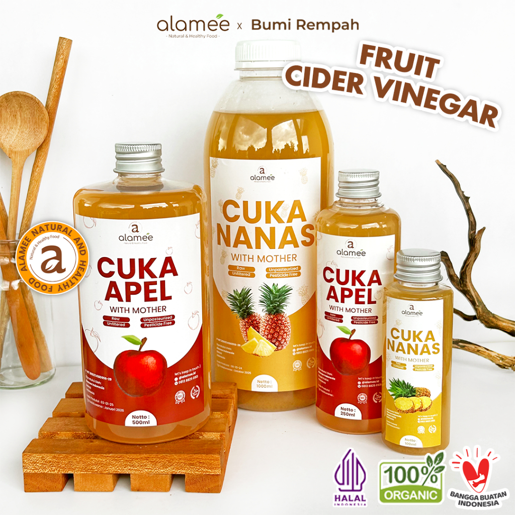 

ALAMEE Cuka Apel Nanas Original Vinega With Mother Premium Organik Pine Apple Cider Vinegar Vinega