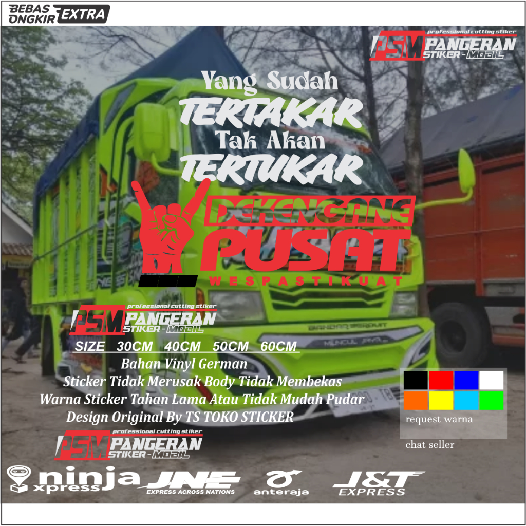 Stiker Mobil Variasi Kaca Bodi Samping kataTruk Canter Pick Up granmax L300 Keren Tulisan pusat