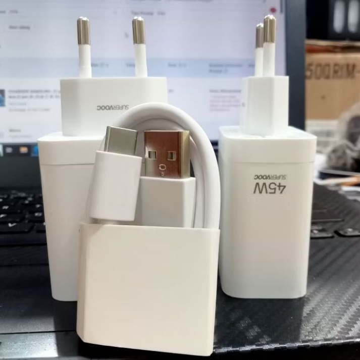 Charger OPPO SUPERVOOC 45 Wattt Original 100% bawaan HP A3X A3 Pro , A5 Pro, A60 , A80 , Reno 12F, R
