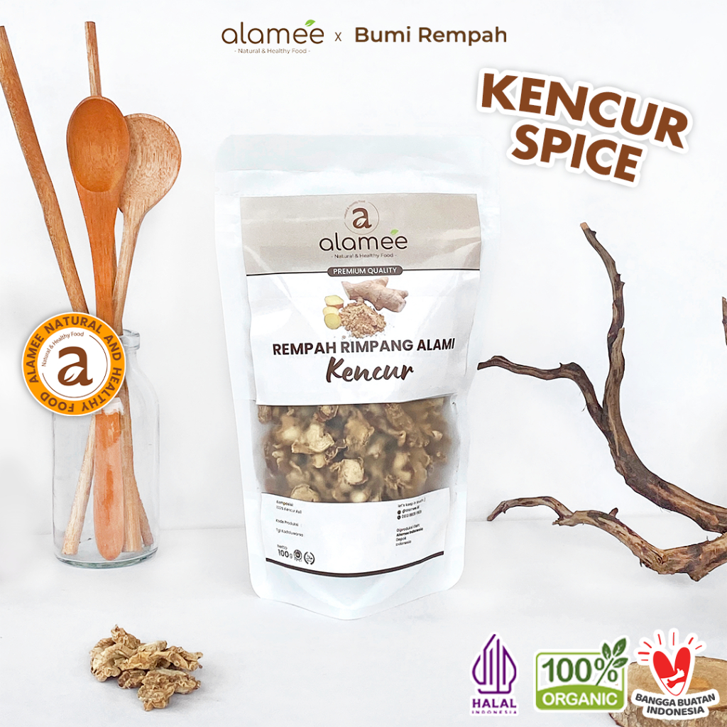 

ALAMEE Kencur Kering Dried Galangal Rempah Rimpang Organik Alami Bumbu Seasoning Masakan Masak 100gr