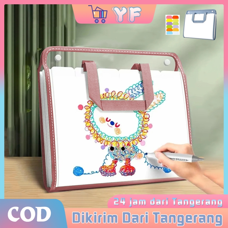 

Tas A4 File Folder Tote Bag Transparan / 13 Lapisan Penyimpanan / Tas Informasi