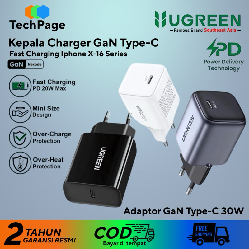 UGREEN Kepala Charger iPhone Mfi Type C Fast Charging 20w 30w