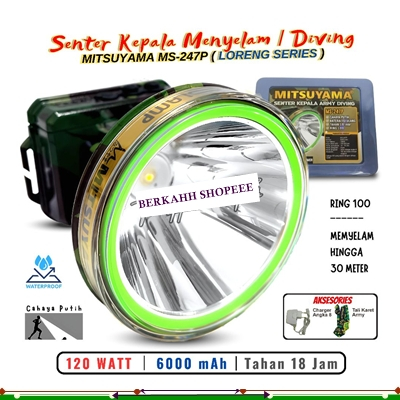 Senter Kepala Selam MITSUYAMA MS-247P 120 Watt - Head Lamp Diving 120W Mitsuyama MS-247P CahayaPutih