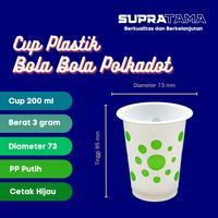 SUPRA CUP BOLA HIJAU GELAS PLASTIK POLKADOT KOPI / TEH 200 ML - CUP PRINTING