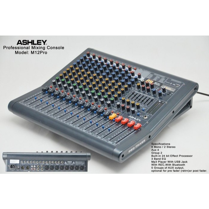 MIXER ASHLEY M12PRO 12CHANNEL MIXER ASHLEY M-12PRO BLUETOOTH ORIGINAL