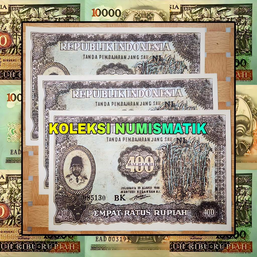 SOUVENIR REPRO UANG KERTAS KUNO INDONESIA 400 RUPIAH ORI IV SOEKARNO 1948