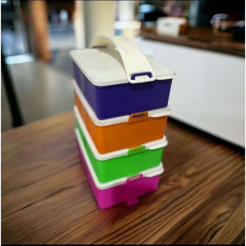 RANTANG LBH/RSNTANG 4 SUSUN/KOTAK BEKAL CERIA BESAR/RANTANG PLASTIK WARNA WARNI/KOTAK MAKAN SET 4(IN