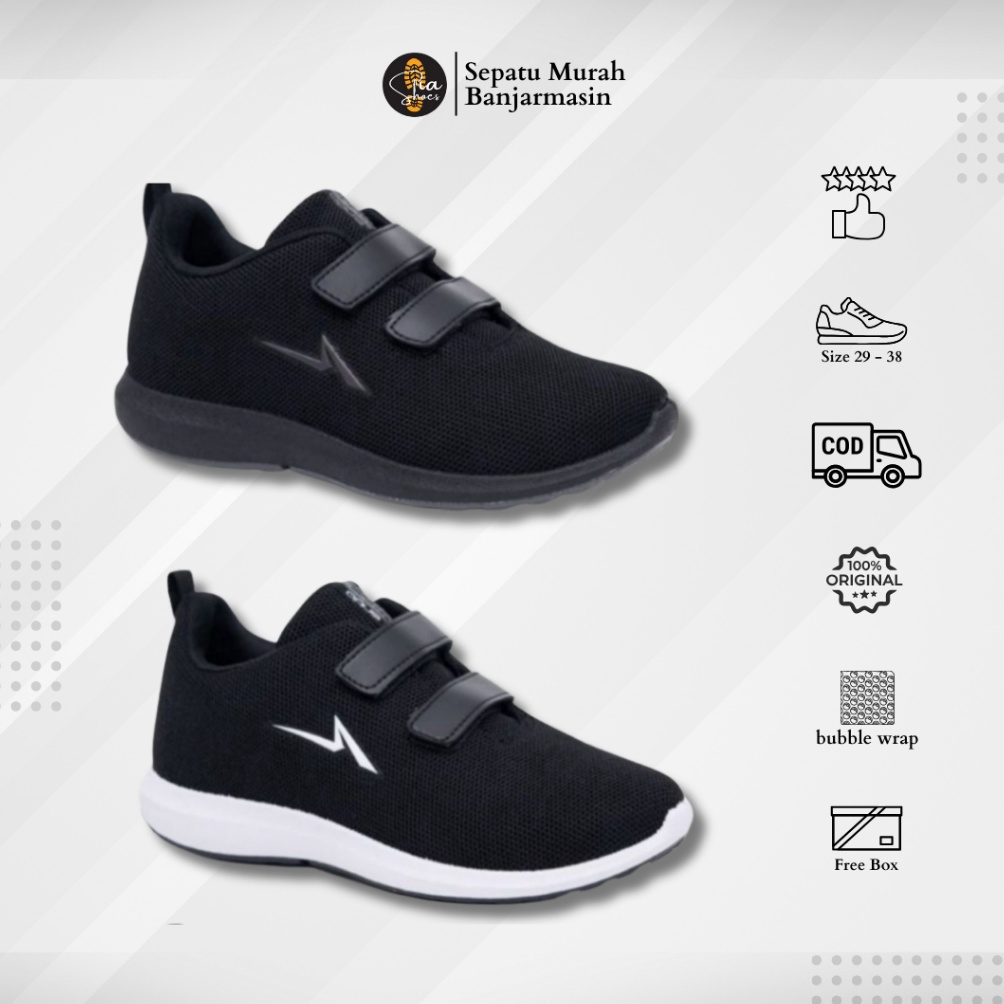 KODE V66Q SEPATU ANDO PEREKAT I SEPATU ANDO ORIGINAL HITAM POLOS  HITAM PUTIH I Sepatu Pria dan Wani