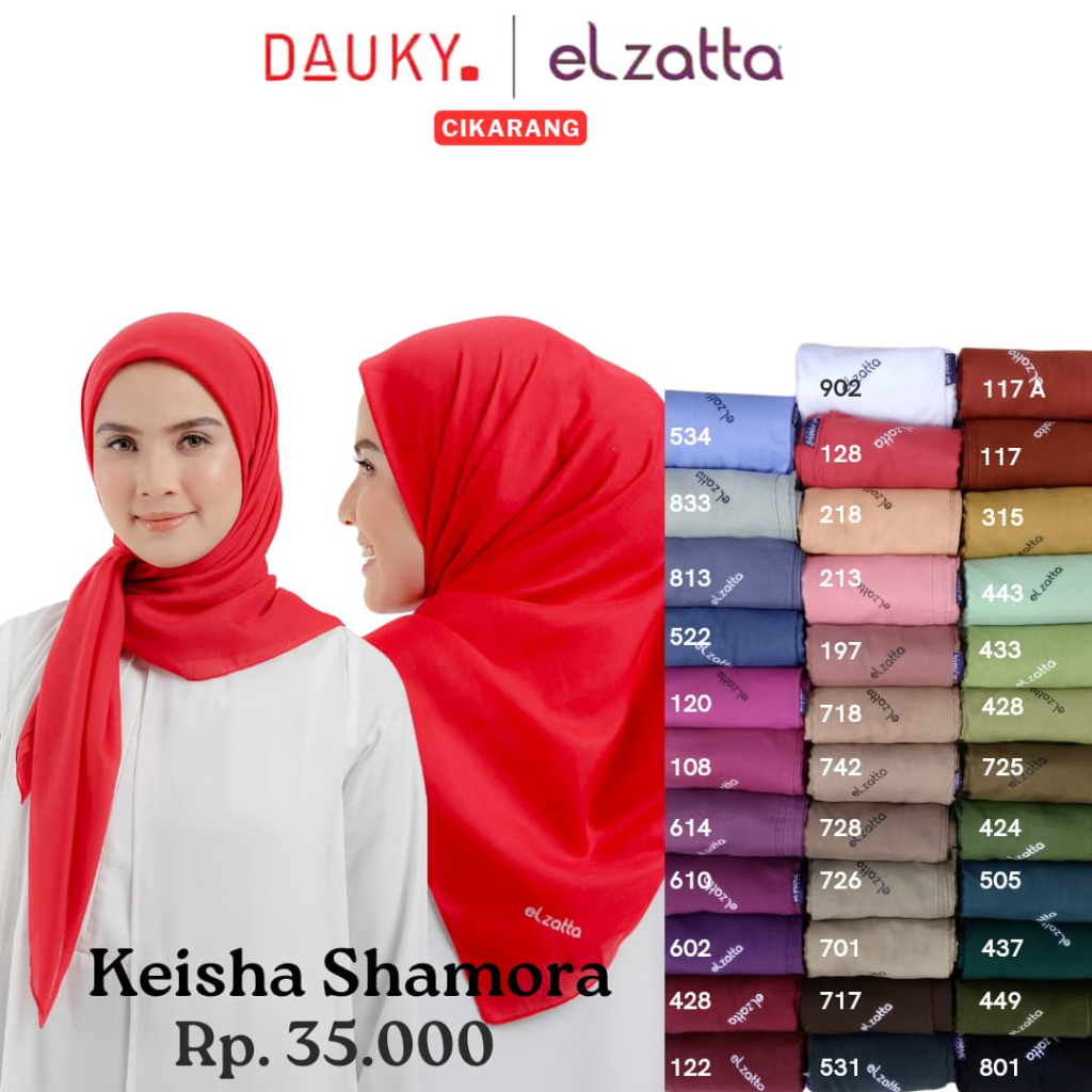 ELZATTA - Hijab Segi Empat Polos Elzatta Murah Keisha Shamora Bahan Voal