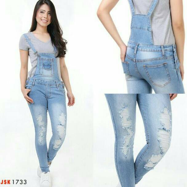 KODE E17A Bisa COD27342 Warna Overall Ripped Jeans  Jumpsuit Ripped Jeans  Kodok Skinny Jeans  JSK J