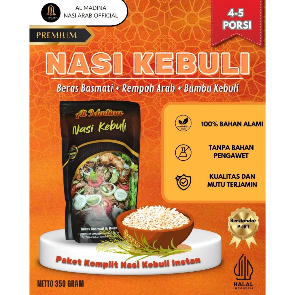 

Al-Madina Nasi Kebuli Basmati komplit instan kemasan 350 Gram -Citarasa Khas Timur Tengah