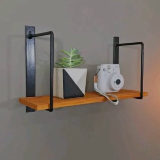 Rak Dinding Ambalan Kayu Besi Rak Ambalan Gantung Rak Besi Minimalis
