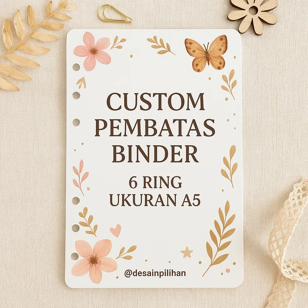 

Custom pembatas binder 6 ring ukuran A5 laminasi glossy murah