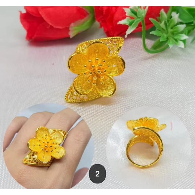 CINCIN BUNGA KENDARI LAPIS EMAS 24K