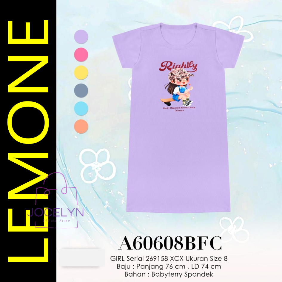 LEMONE for Girls BabyTerry Spandek 60608BFC size 08 umur 5-7 tahun Dress Daster mini anak perempuan 