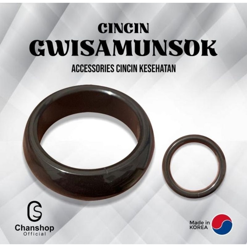 CINCIN KESEHATAN BATU GWISAMUNSOK ASLI KOREA - CINCIN TERAPI - BLACK JADE