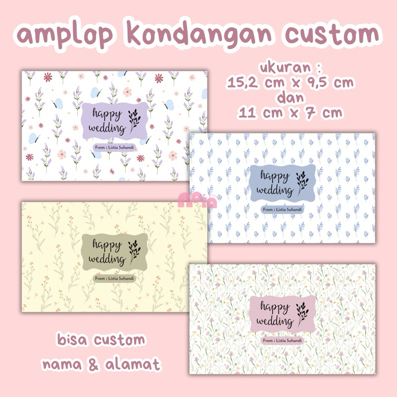 [Isi 20pcs] Cetak Amplop Kondangan Custom Nama | Amplop Nikahan | Amplop Custom | Amplop Aesthetic